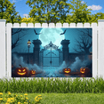 thumbnail image 3 of Halloween Theme Decorative Banner Spooky Atmosphere Jack o Lanterns Gate Design for Outdoor Decorating Holiday Party Night, 3 of 5