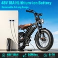 thumbnail image 5 of Rexei Yeki 1500W Off-Road Electric Bike for Adults, 48V 18AH Removable Battery, 20" Fat Tire Ebike with Passenger Seat, 5-Speed Transmission, Dual Disc Brakes & Spring Suspension, 5 of 10