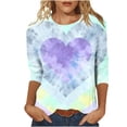 thumbnail image 2 of Vetsdori 3/4 Sleeve Tops for Women Gifts for Girlfriend Casual Pullover Valentines Heart Print Cute,Graphic Juniors T-Shirts Fashion, 2 of 6