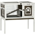 thumbnail image 1 of PawHut Rabbit Hutch Bunny House with Run, Ladder, Slide-Out Tray, Coffee, 1 of 10