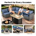 thumbnail image 3 of Vcatnet Patio Furniture Sets with Fire Pit 10 Pieces Sectional Sofa All Weather Wicker Outdoor Conversation Set with Swivel Glider Chair and Coffee Table, Denim Blue, 3 of 10