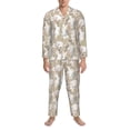 thumbnail image 3 of Salouo Retro Bunny Flower Print Button-Front Long Sleeve Pajama Set for Men, Soft 2Pjs Men's Long Sleeve Sleepwear-XX-Large, 3 of 7
