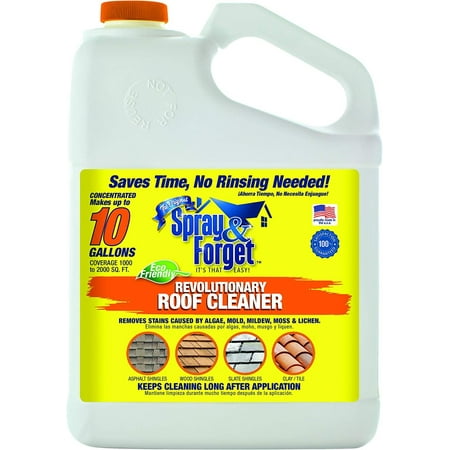 Spray & Forget Revolutionary Roof Cleaner Concentrate, 1 Gallon Bottle, 2 Count, Outdoor Cleaner, Mold Remover, Mildew Remover