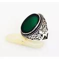 thumbnail image 2 of Solid 925 Sterling Silver Natural Emerald Corundum Gemstone Birthday Men's Ring, 2 of 3