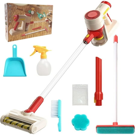 JBeeCtrl Toy Vacuum Cleaner for Kids Vacuum Set that Really Works with Real Suction Pretend Play Housekeeping Toys for Toddler Cleaning Toy for girls 3 6 years-Pink