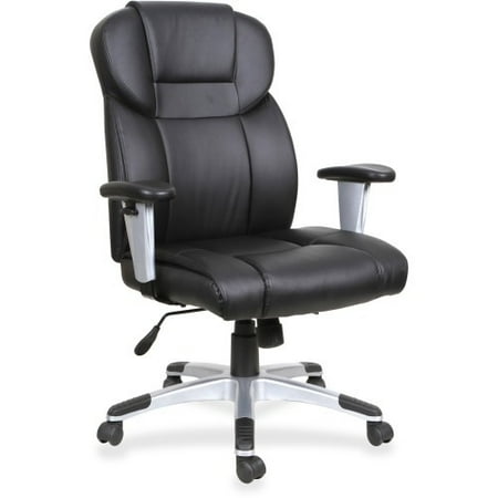 UPC: 0035255833080 | Lorell High-back Leather Executive Chair – Bonded Leather Seat – Bonded Leather Back – Black – 28.9  Width x 28.5  Depth