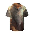 thumbnail image 6 of Lsque Mystic Fox With Halo print Men's Cuban Collar Short Sleeve Shirt Summer Beachwear Casual Button Down Fashionable Vacation Leisure Shirt-Large, 6 of 7