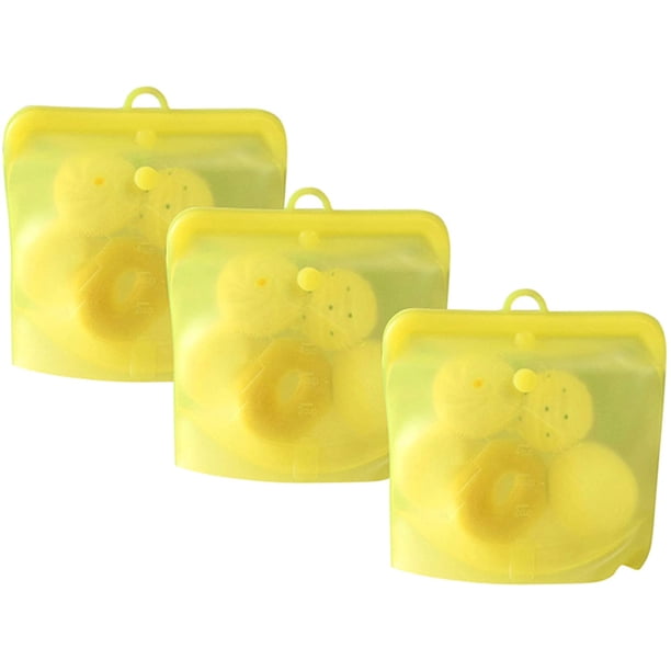 Bolsas de almacenamiento de alimentos reutilizables, silicona de grado alimenticio, cocinar, almacenar, congelar, apto para microondas, hermético, juego de 3, 32 oz (rojo) Xemadio LRWJ587-6