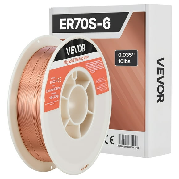 VEVOR Solid MIG Welding Wire, ER70S-6 0.035-inch 10 LBS, Low Spatter Mild Steel Welding Wire with High Deoxidizers for All-Position Gas Shielded Welding
