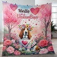 thumbnail image 4 of Hello Valentine’s Day Basset Hound Flower Crown Romantic Pink Floral Quilt Blanket Bassets Dog Breed Lovers Gifts Idea Cozy Comforter Throw Blanket - 00031, 4 of 5