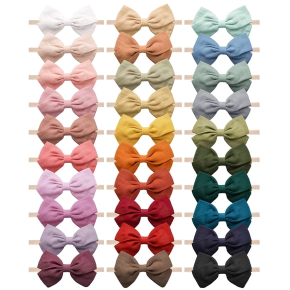 Juego de 30 lazos de nailon y lino para bebés Hairbands Jesries