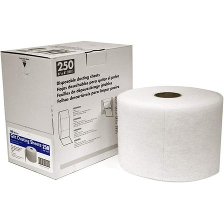 Americo Trapeze Disposable Dusting Sheets, 8" x 6", 125 Ft, White, 250 Sheets, 1 Roll, Ideal for Sweeping Hard Surfaces