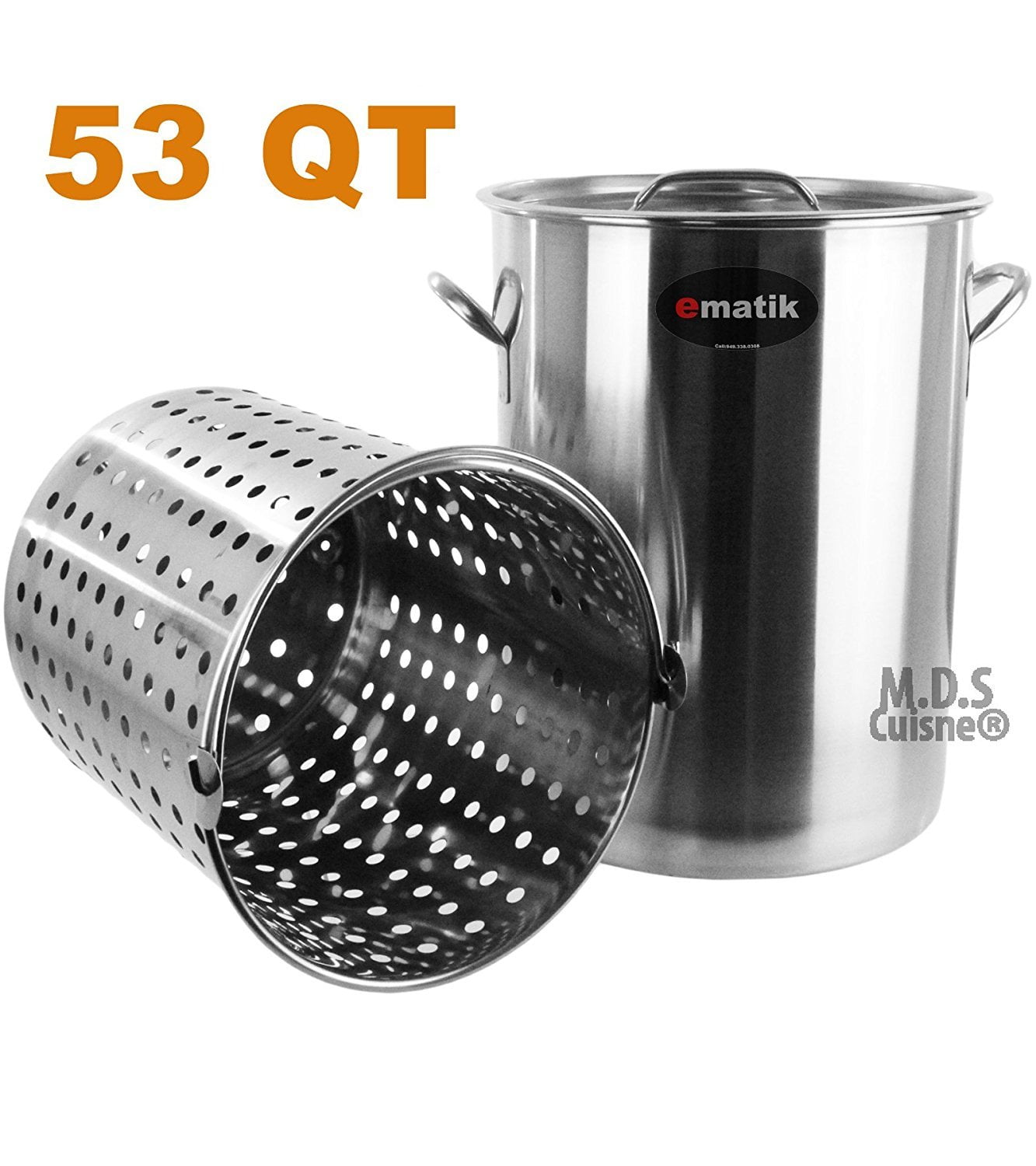 Pot Stainless Steel 53 Quart with Strainer Basket StockPot Commercial
