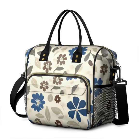 OBREWU Pioneer Flower Women's Insulated Leakproof Large Lunch Bag, Oxford Cloth