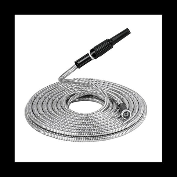 25 Ft Garden Hose 304 Stainless Steel Metal Water Hose-Flexible,, Free,Rust Proof, Easy to Use&Store,1 * spray head 1 * water pipe