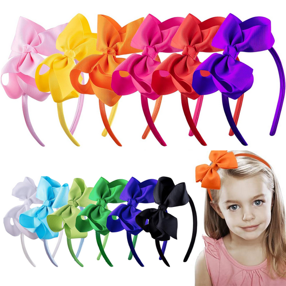 12pcs Bow Headbands for Women, Ribbons Headband with Bows Boutique Grosgrain Hair Bow Hair Bands