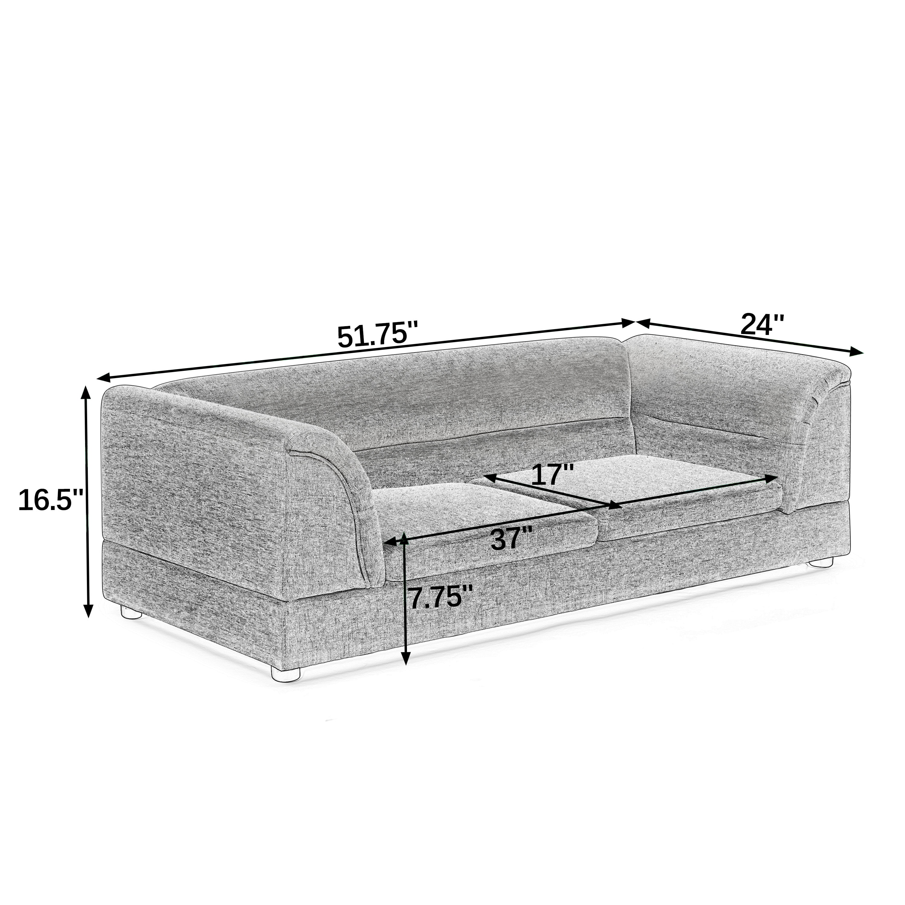 Oversized Pet Sofa, Curved Armrest Rectangular Dog Sofa, Linen Fabric Comfort Pet Couch for Large & Oversized Dogs-LIGHT GREYX
