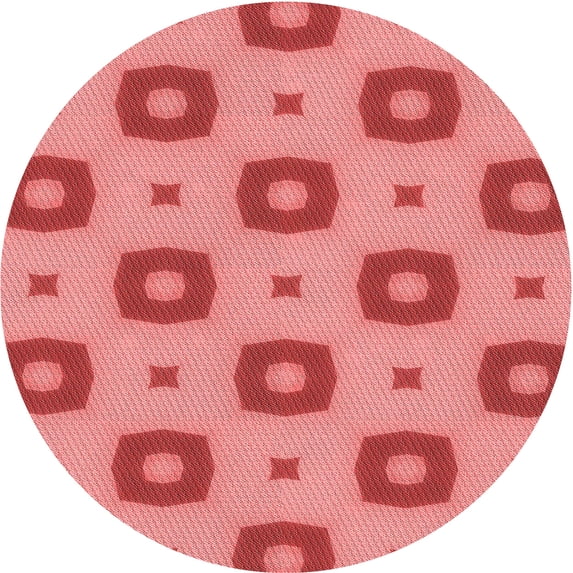 Ahgly Company Machine Washable Indoor Round Transitional Ruby Red Area Rugs, 6' Round