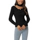 thumbnail image 1 of INSPIRE CHIC Women's Long Sleeve V Neck Chocker Slim Fit Sweater Tops Black XL, 1 of 6