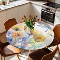 thumbnail image 2 of Watercolor Flowers Dragonfly Elastic Fitted Round Table Cover Spring Pastoral Waterproof Outdoor Tablecloth for Holiday Party, Picnic, Patio & Dining Fits Tables Up to 45"-54", 2 of 8