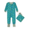 Sleep On It Baby Boys' Crocodile Coveralls With Security Blanket - aqua, 24 months (Infant)
