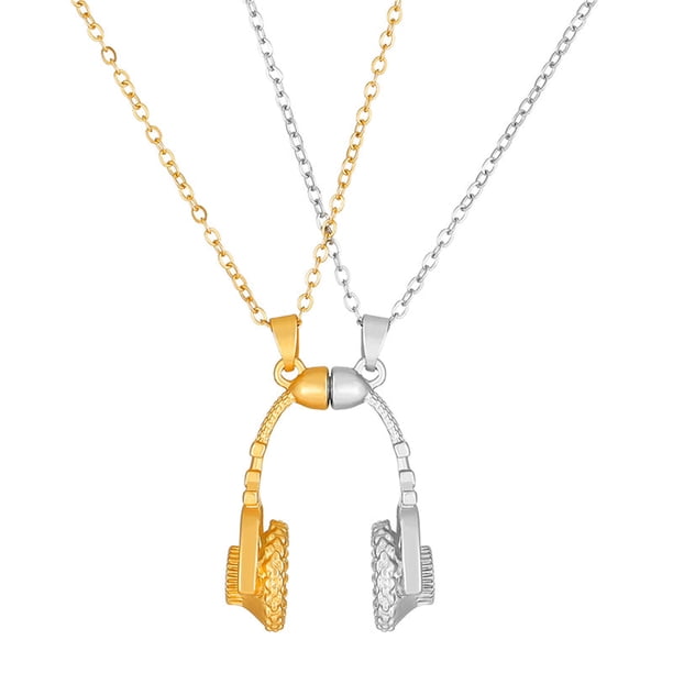 Collar para mujer, joyería para mujer, collar con auriculares para pareja, colgante con auriculares magnéticos, personalidad creativa, San Valentín, collar con auriculares para pareja.
