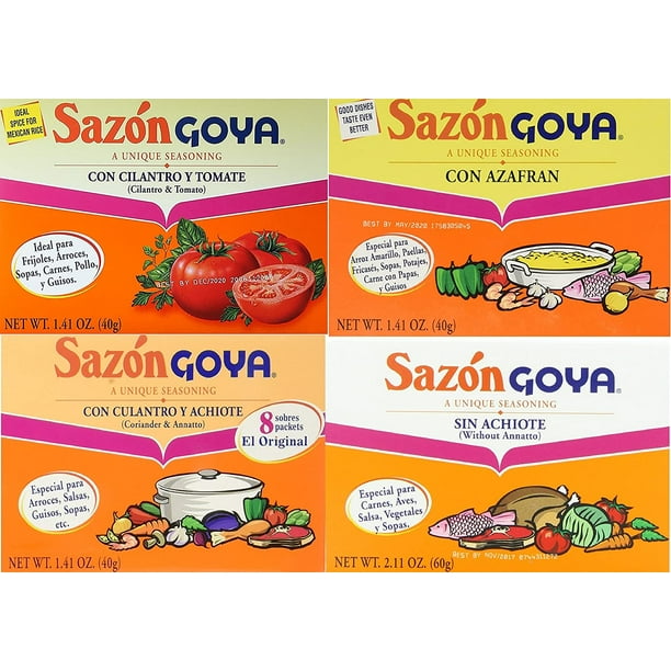 Sazon Goya Unique Seasoning Variety 4Pack Bundle, Culantro Y Achiote