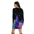 thumbnail image 6 of Women's Casual Dress Long Sleeve Round Neck Snowflake Print with Pocket Winter Theme Loose Fit Midi Dress for Spring Fall,Black,L, 6 of 6