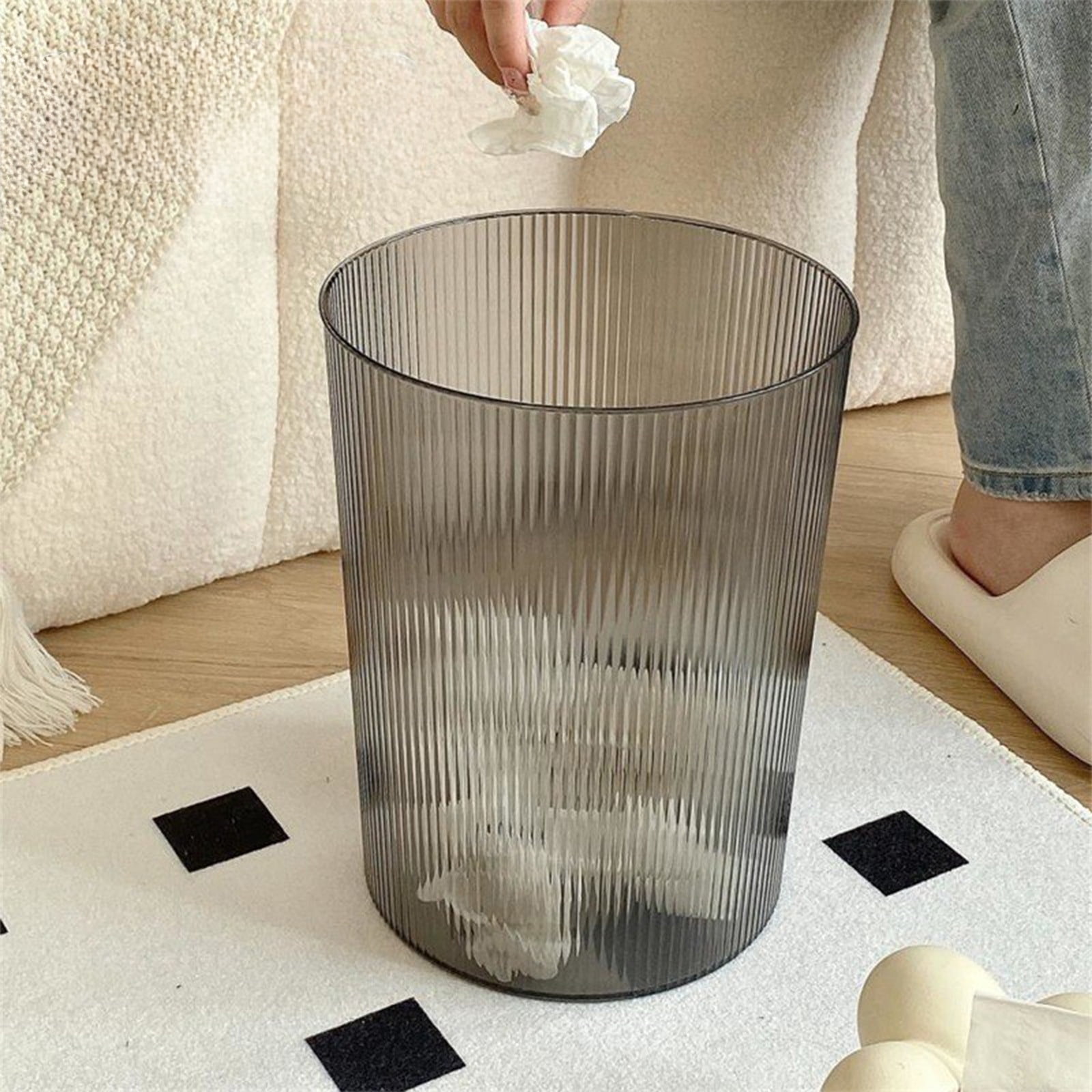 Round Plastic Small 1.7 Gallon Recycle Trash Can Wastebasket, Garbage Container Bin for Bathrooms, Kitchen, Bedroom, Home Office - Durable Plastic - Polished
