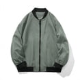 thumbnail image 2 of Man Solid Color Pockets Zipper Loose Baseball Collar Coat, 2 of 8