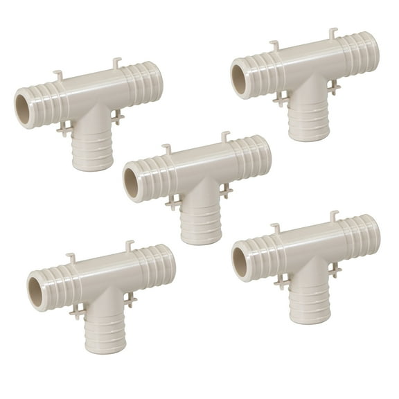 Supply Giant 5-100PPTE Plastic PEX Poly Alloy Tee Barb Pipe Fitting 1 Inch Pack of 5