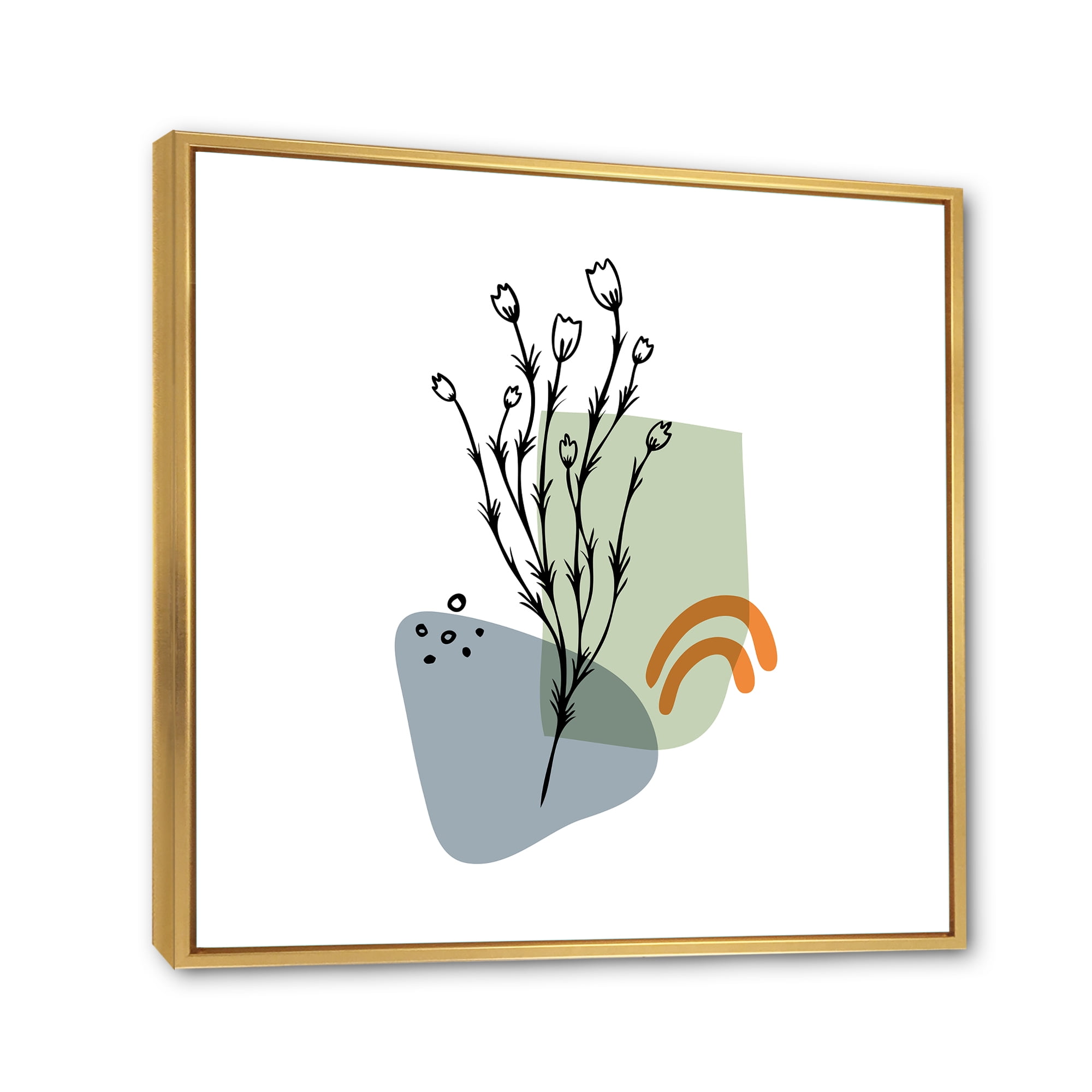 Designart 'Abstract Minimal Shapes Under Flowers II' Modern Framed Canvas Wall Art Print