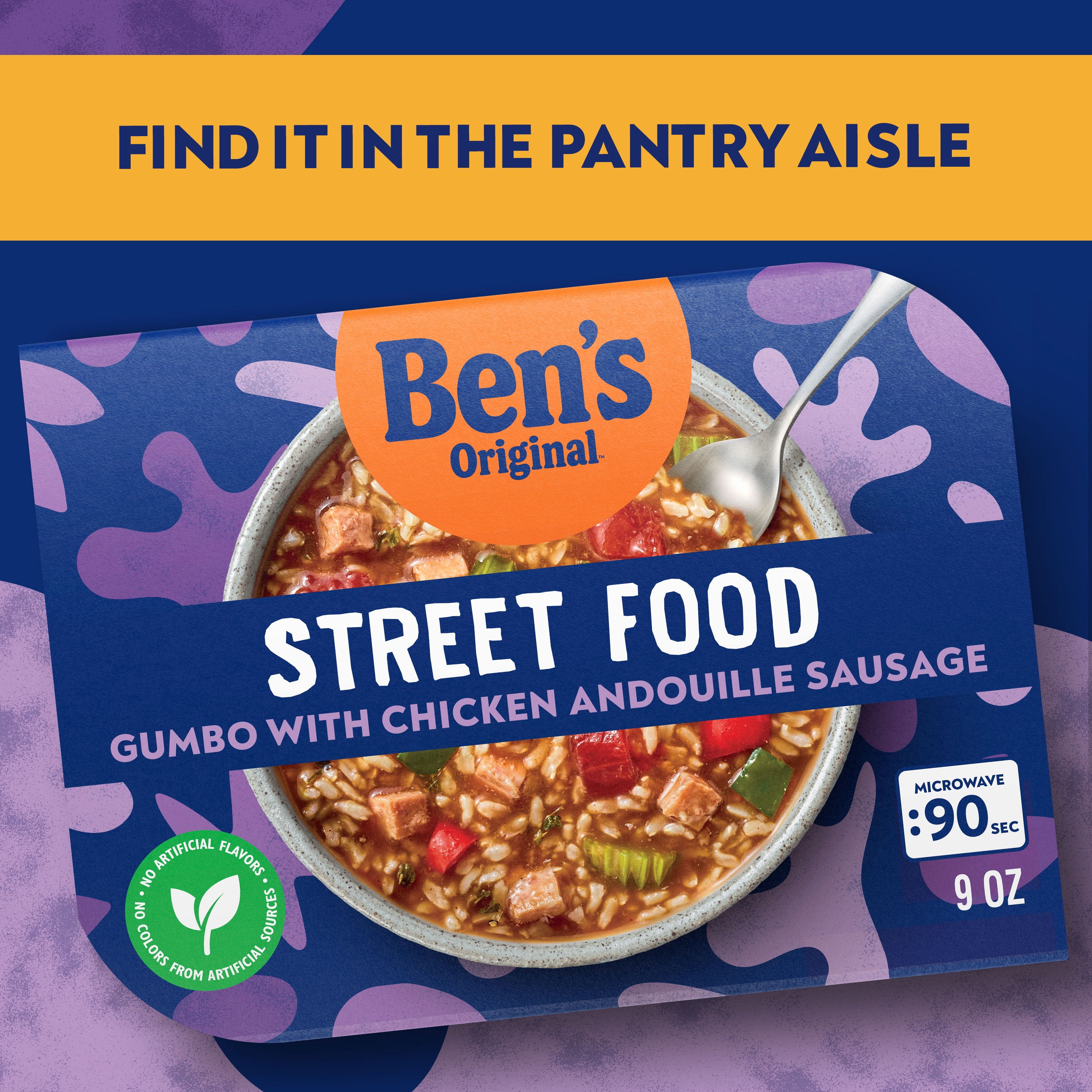 (6 pack) Ben's Original Street Food Gumbo Chicken Andouille Sausage 9.0 oz. Fully cooked. Heat and eat in only 90 seconds!
