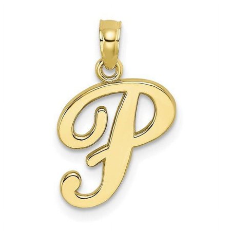 10k Yellow Gold Polished P Script Initial Pendant