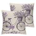 thumbnail image 2 of AWERP Bicycle Violet Purple Bike with Lavender Flowers Bouquet in Basket Retro Decorative Pillowcase Cushion Set of 2 White, 2 of 6