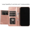 thumbnail image 2 of Wallet Case Compatible with iPhone 12 Pro Max 6.7 inch 2020, 5 Card Slots Magnetic Closure Zipper Pocket Handbag PU Leather Flip Case with Wrist Strap TPU Kickstand Cover - Rose Gold, 2 of 16