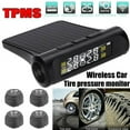 thumbnail image 2 of Car TPMS Tire Pressure Monitoring System Car Wireless Alarm System TPMS  4 External Sensors  Tire Pressure & Temperature Real-time Display  Clock System, 2 of 11