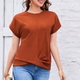 thumbnail image 2 of Timegard Womens Tops V Neck Short Sleeve Loose Blouse Summer Solid Color Casual Comfy Tops Basic Tee, 2 of 5