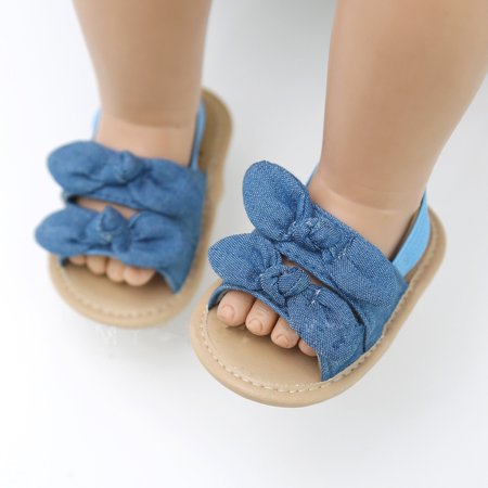 

Alrise Summer Cute Girl Bowknot Cloth Sole Soft Sole Sandals Toddler Shoes Blue 13