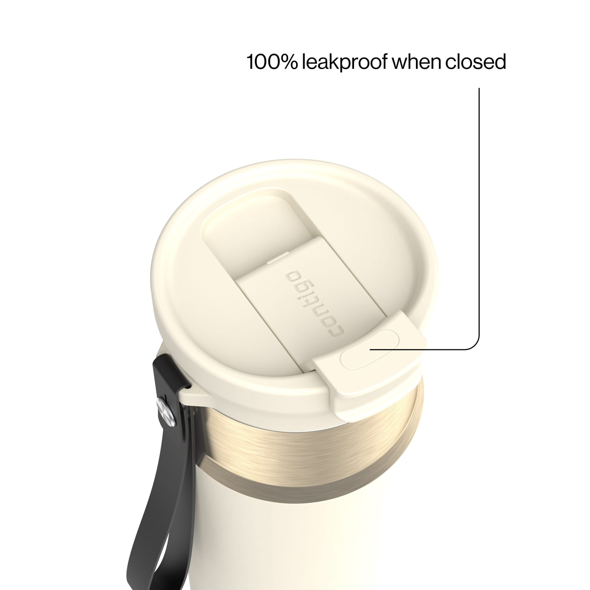 Contigo 24 oz DualSip Stainless Steel Leak-Proof Insulated Water Bottle with Straw or Sip Lid and Carry Strap, Cream/Champagne