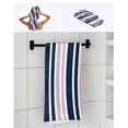 thumbnail image 6 of Navy Blue Pink Striped Towel Set of 3, Soft Microfiber Bath Towels, Hand Towel, Washcloths, Modern Minimalist Ombre Lines Quick-Dry Absorbent Towels for Bathroom Kitchen Hotel Beach Gym Spa, 6 of 7