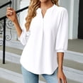 thumbnail image 2 of Summer Fashion Plus Size Tops for Womens 2025 Short Sleeve V-Neck Solid Casual Elastic Comfy Blouse Shirt, 2 of 4