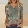 thumbnail image 2 of ZZwxWA 3/4 Sleeve Tops for Women Summer Floral Paisley Print Tees Shirts Trendy Ladies Blouses Dressy Casual Clothing 2025 Basic V Neck Tops for Women My Order, 2 of 5