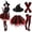Black Red, variant on Halloween Witch Costumes for Women Teens Gothic Cosplay Witch Hat Tutu Skirt Striped Knee High Socks Arm Warmers Set Black
