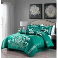 thumbnail image 2 of Chezmoi Collection Royal Luxury Jacquard Floral Comforter Set, Queen, Green/Silver, 7-Piece, 2 of 9