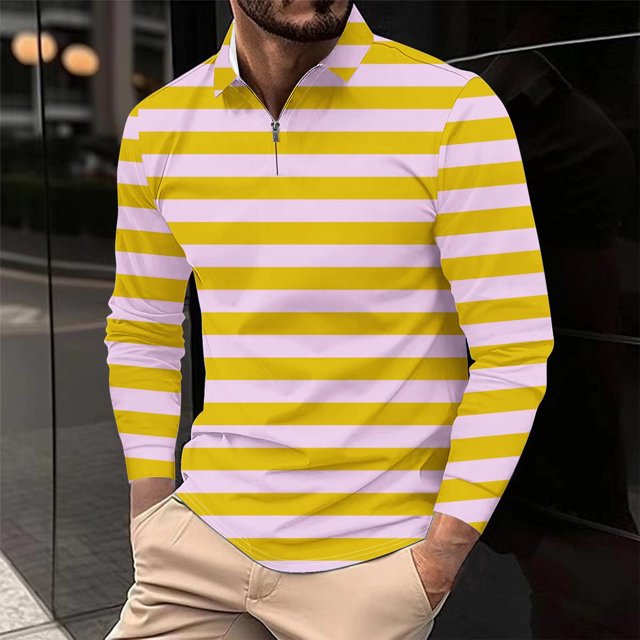 Blusa y camisa de manga larga con cuello vuelto para hombre, informal, con cuello vuelto, estampado, para fitness, deportiva, de manga larga, de poliéster