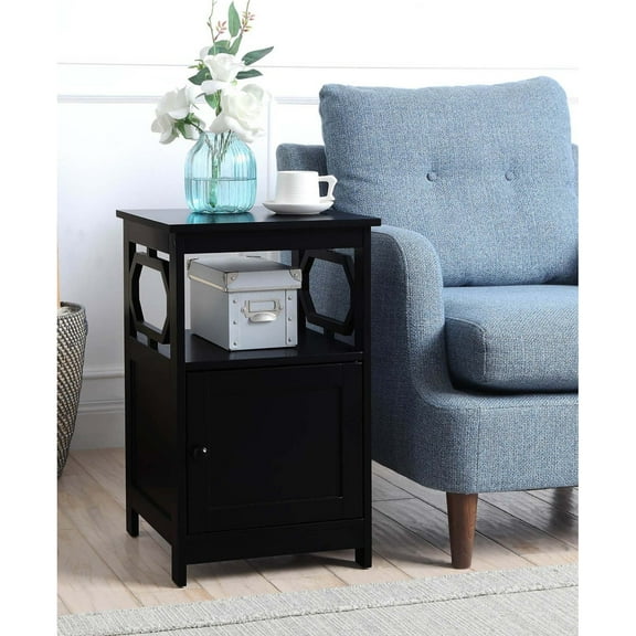Omega End Table with Cabinet, Black
