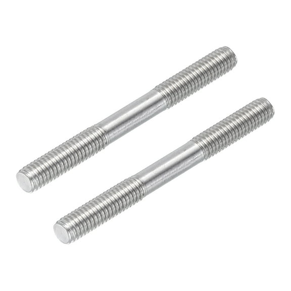 Uxcell M6x60mm 304 Stainless Steel Push Rod Double End Threaded Rod for DIY, 2Pack
