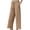 Khaki, variant on jinghuiyue Womens Yoga Pants Casual High Waist Wide Leg Elastic Drawstring Capri Palazzo Lounge Trousers with Pockets L