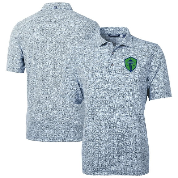 Men's-Cutter & Buck  Navy Seattle Sounders FC Virtue Eco Pique Botanical Print Recycled Polo